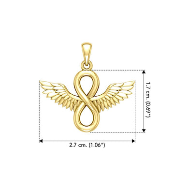 Angel Wings and Infinity Symbol Solid Yellow Gold Pendant GPD5876 - Jewelry
